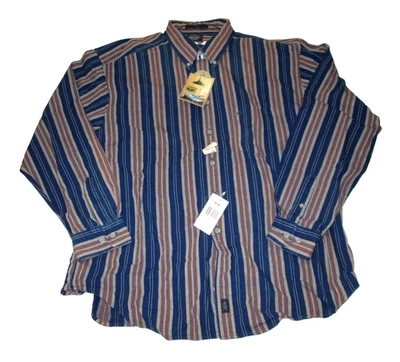 Nueva Camisa Para Hombre De Colección Dockers Indigo Manga Larga Rayas Abotonada Algodón XL Foto 1 de 2