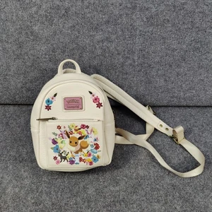 Pokemon Loungefly Mini Backpack Womens Cream Eevee Evolutions Floral Zip Flaw - Picture 1 of 24