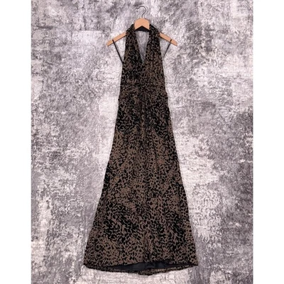 Maxi vestido halter de terciopelo marrón y negro Tadashi 4 para mujer Foto 1 de 4