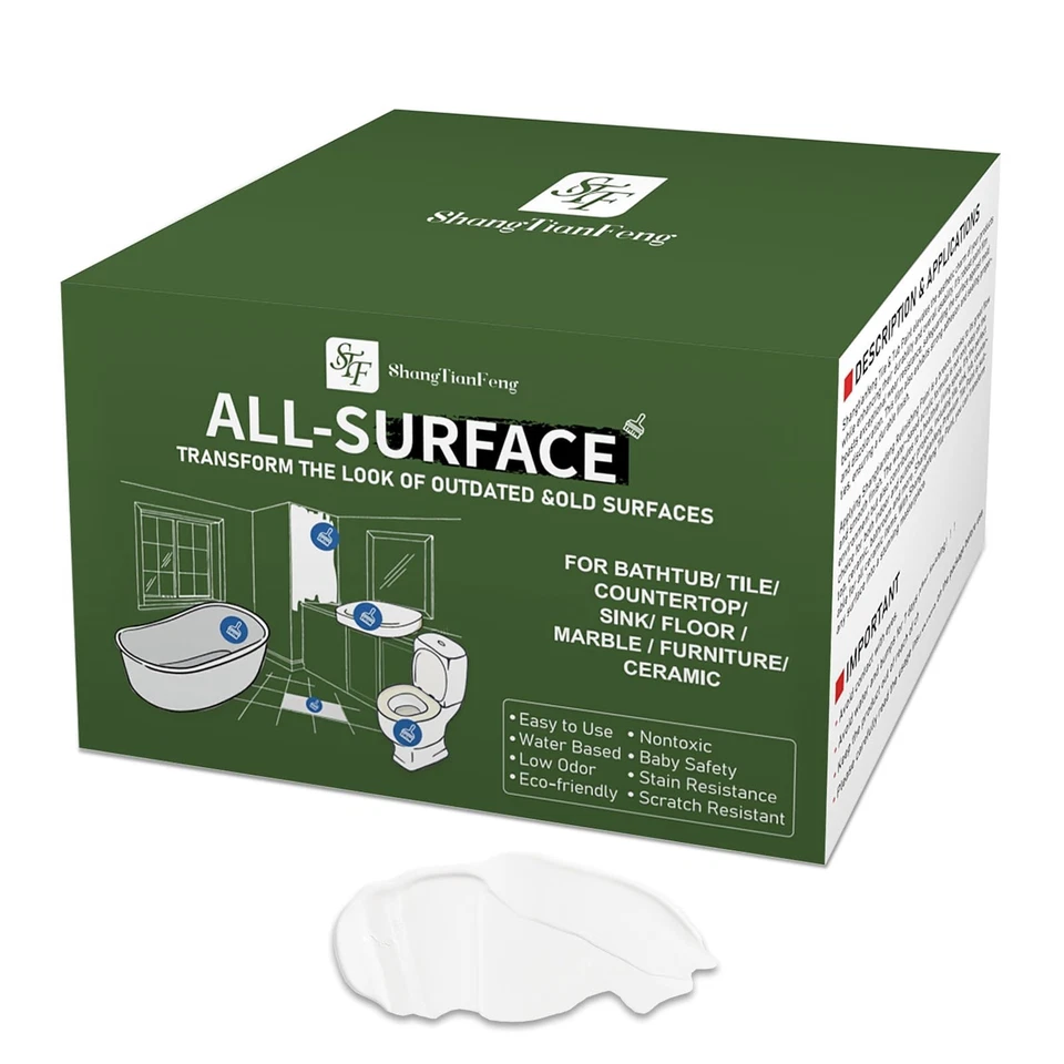 SHANGTIANFENG Ceramic Tub & Tile Refinishing Kit (White) 32Oz, Waterproof Low Odor for Bathtub