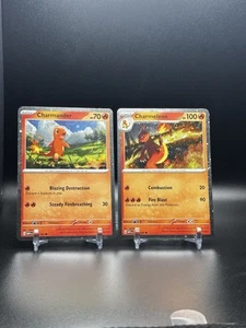Pokémon Charmander Charmeleon Reverse Cosmos Holo #4 & #5 Scarlet & Violet 151 - Picture 1 of 2