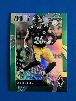 Tarjeta insertada de fútbol americano Phoenix Le’Veon Bell Agility Green Prizm 2018 #1; #’d 2/10 Foto 1 de 2