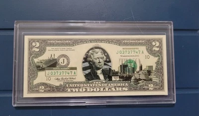 $2 State of Mississippi UNC Colorized Bank Note Series of 2003A and HARD CASE - Image 1 of 2