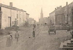Antique RPPC Audun-le-Roman France Street Church c1901 Women Baby Carriage - Picture 1 of 3
