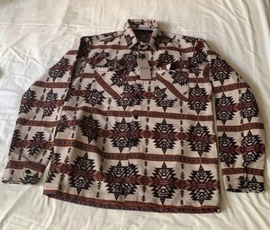 NWT Nomad Jacket Mens MEDIUM Brown Twill Aztec Southwestern Shacket Lebowski - Picture 1 of 12