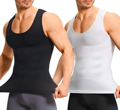Camisa de compresión para hombre Cintura Traner Control Abdomen Camiseta sin mangas Delgada Body Shaper Chaleco Foto 1 de 4