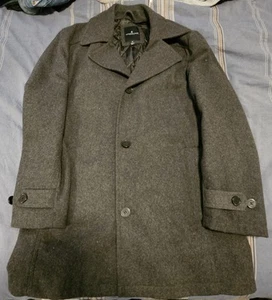 London Fog Wool Blend Coat Mens Small Grey 4 Button Pockets Mid Length - Picture 1 of 7