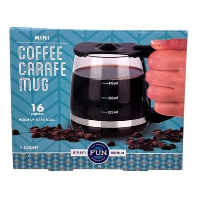 Taza a Joe Jarra de Vidrio Estilo Cafetera Taza en Forma Negro Transparente Novedad 16oz Divertido Foto 1 de 4