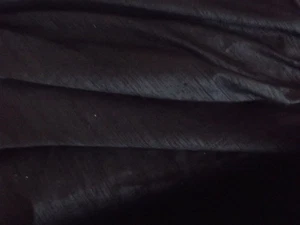 BLACK SLUBBED SILK DUPION FABRIC, 112 cm wide, Sold per metre, EVENING, BRIDAL - Picture 1 of 3