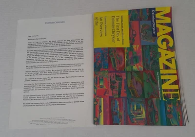 Vintage Daimler Chrysler 1st Day Employees Magazine 32x22 poster & Letter 1998 - Image 1 of 4