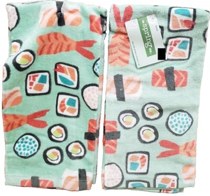 2 Same Cotton Kitchen Terry Towels (16"x26") JAPANESE FISH, SUSHI ALLOVER, Ritz - Picture 1 of 10