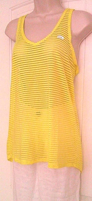 MARIKA Semi-Sheer Yellow Dry-Wicking Racerback Performance Tank, V-Neck, M, EUC - Image 1 of 4