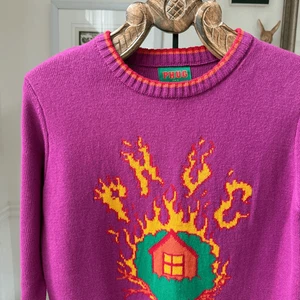 UK Based Phug Burning Treehouse Oversized Sweater Violet $125 Unisex S - Picture 1 of 6