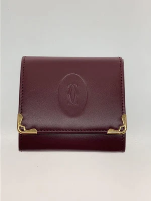 Estuche para monedas Cartier de cuero BRW liso para mujer Foto 1 de 4
