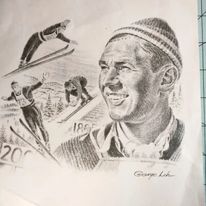 George Loh Skiing Art Print Art Tokle Olympic Ski Jumper Skier - Picture 1 of 6