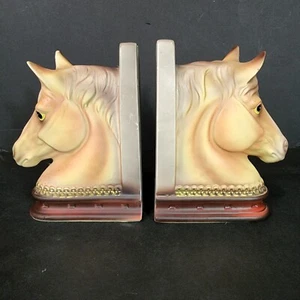 Vtg Mid-century 1950's Horse Head Bookends Made Japan Hand Painted Ceramic  - Picture 1 of 12