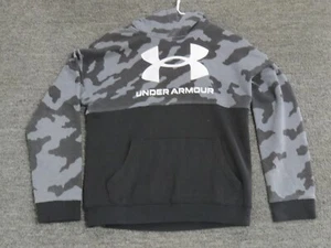 Under Armour Hoodie Boys XL Black Gray Camouflage Pullover Long Sleeve - Picture 1 of 5
