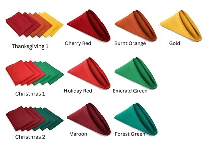 LOTE DE 6 O 12 SERVILLETAS NAVIDEÑAS ACCIÓN DE GRACIAS NAVIDAD AÑO NUEVO MULTICOLOR Foto 1 de 4