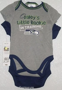 NFL Seattle Seahawks Onesie Set of 2 Daddy's Little Rookie in Training size 0-3M - Picture 1 of 2