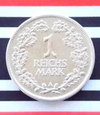 GERMAN 1 MARK Reichsmark 1926 A WEIMAR REPUBLIC Eagle Silver Coin RARE NICE  - Image 1 of 4