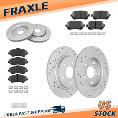 Juego de almohadillas de cerámica de rotores perforados delanteros traseros para Dodge Journey 2009 2010 2011 2012 Foto 1 de 4