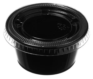 2oz Black Plastic Condiment Containers with Lids, Disposable Souffle Cup 250 pcs - Picture 1 of 1