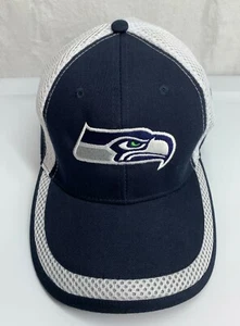 NFL Team Apparel Seattle Seahawks Adjustable Hook and Loop Hat Ball Cap Blue/Wht - Picture 1 of 11