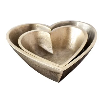 Heart Shaped Golden 6 x 2 Inches Brass Multipurpose Serving Trinket Bowl Set ... - Image 1 of 2