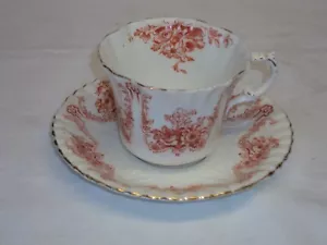 Taza y platillo victoriano antiguo Bridgwoods Rosas porcelana de hueso - Imagen 1 de 8