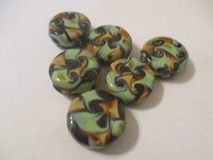 12 Lampwork Glasperlen grün Sockel 20 x 8 mm AL1 - Bild 1 von 6
