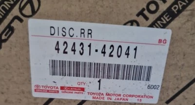 Genuine Toyota Rav4 Rear Axle Brake Disc 302mm Solid 2000-2005 4243142041 - Image 1 of 2