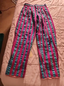 Costume Orlando Co. vintage anni 70 Pantalone paillettes rosa blu gioco musicale usato YKK - Foto 1 di 11