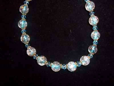 Pulseira TORNOZELO ESPAÇADOR PRATA TIBETANA 10 polegadas vidro azul e cristal miçangas C-80 - Imagem 1 de 3