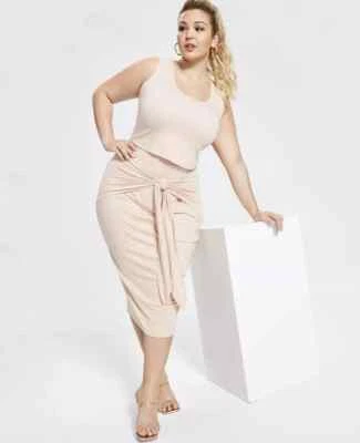 Falda midi elástica para mujer Plus Nina Parker nueva con etiquetas talla OX de moda con lazo frontal Foto 1 de 4