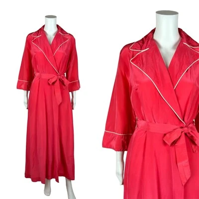 Bata de tafetán vintage años 40 para mujer mediana rosa vestido glamoroso Foto 1 de 4