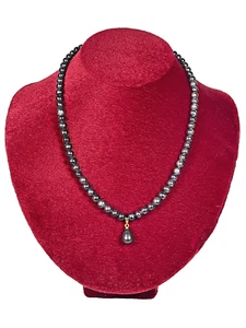 Cultured Freshwater Black Pearl Fashion Jewelry Choker /Necklace 15”/ 6 mm Dia. - Picture 1 of 3