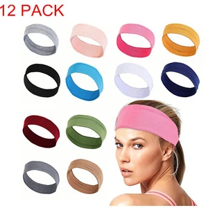 12x Men Women Sweat Sweatband Headband Stretch Sports Head Band Yoga Gym Running - Picture 1 of 5