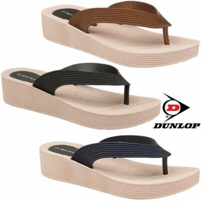 Ladies Low Wedge Heel Comfort Walking Fit Flip Flops Fitness Toning Sandals Shoe