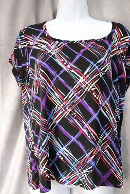 Camisa de vestir para mujer Kathy Ireland multicolor manga corta estampado grande Foto 1 de 3