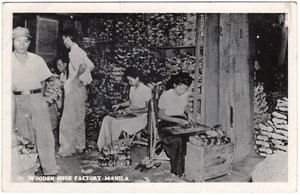 Philippines US old real photo picture postcard PPC Wodden Shoe Factory - Picture 1 of 2
