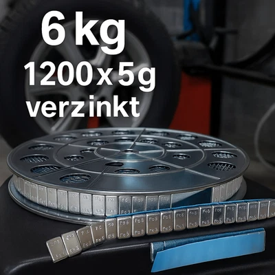 6KG Rolle Klebegewichte Alufelgen Verzinkt Auswuchtgewichte 5g*1200 5g - Bild 1 von 4