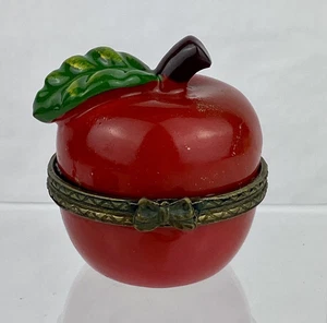 Vintage Ceramic Red Apple Hinged Trinket Box No Trinket School Teacher Fruit - Picture 1 of 8