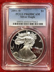 2001-W $1 American Silver Eagle PCGS PR69DCAM - Picture 1 of 2