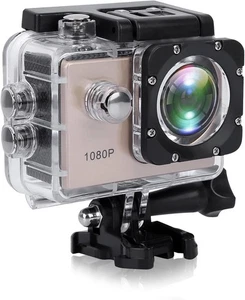 1080P Action Camera 2.0" 16MP 30M Waterproof Anti-Shake Sports Accessories Gold - Picture 1 of 9