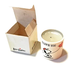Vintage PEANUTS SNOOPY I LOVE YOU Votivkerze & Halter mit Box 1958 LOVE LIGHTS! - Bild 1 von 5