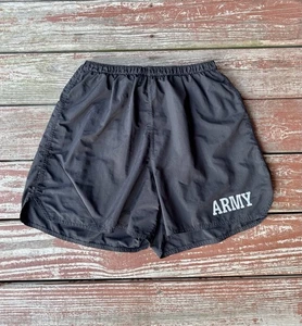 US Army PT Athletic Shorts Mens Med Black Physical Fitness Uniform Lined Trunks - Picture 1 of 7