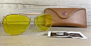 Vtg Bushnell Aviator Pilot Style Shooting Glasses Yellow Lens Baush & Lomb Korea - Picture 1 of 13