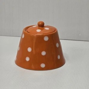 Maxwell & Williams SPRINKLE Sugar Bowl With Lid Orange & White Polka Dot - Picture 1 of 4
