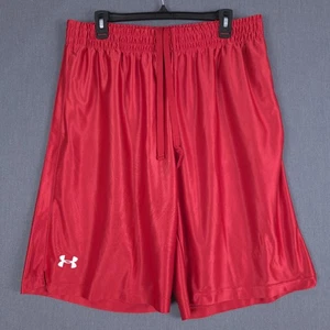 Under Armour Baggy Basketball Shorts Mens XL Red Dazzle Shiny Silky Unlined Y2K - Picture 1 of 8