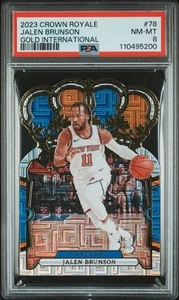 2023-24 Panini Crown Royale 78 Jalen Brunson Gold International /8 PSA 8 - Picture 1 of 2